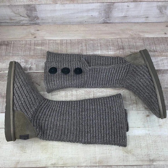 UGG Australia Womens Gray S/N 5819 Mid Calf Knitted Winter Boots Size US 6 - Picture 10 of 11